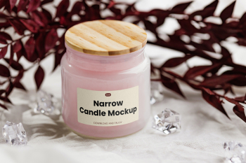 Free Candle with Wooden Cover Mockup Free Candle with Wooden Cover Mockup