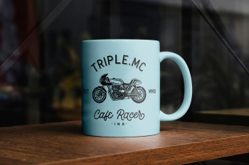 Free Ceramic Mug on Table Mockup