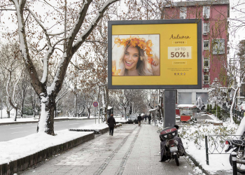 Free City Advertising Billboard Mockup