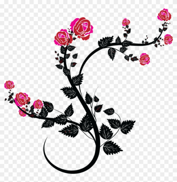 Free Clipart Of A Black And Pink Rose Design - Rose Flourish