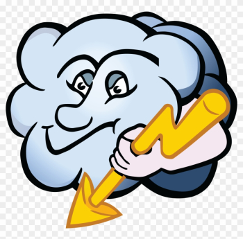 Free Clipart Of A Cloud Character Holding A Lightning - Gambar Karikatur Tentang Petir