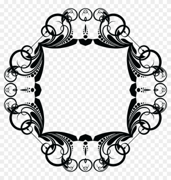 Free Clipart Of A Frame Design Element - Black And White Flower Circle Border Pattern