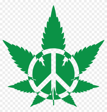 Free Clipart Of A Green Pot Leaf With A Peace Symbol - Pot Leaf Png
