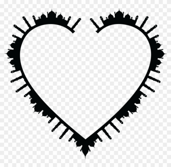 Free Clipart Of A Heart Frame Of Mosques In Black And - Mosque