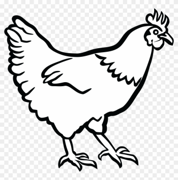 Free Clipart Of A Hen In Black And White - Chicken Black And White Clipart