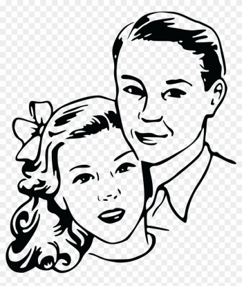 Free Clipart Of A Retro Couple, Black And White - Clipart Black And White People Retro