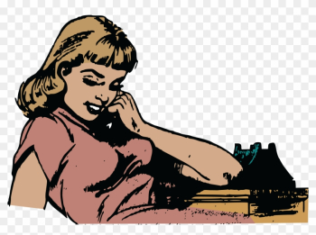 Free Clipart Of A Retro Woman Talking On The Phone - More Words For Thinking