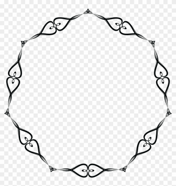 Free Clipart Of A Round Black And White Wedding Border - Circle Heart Border Png