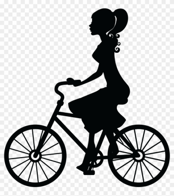 Free Clipart Of A Woman Riding A Bicycle - Girl On Bike Silhouette