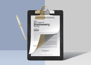 Free Clipboard Stationery Branding PSD Mockup e cipboard stationery m 