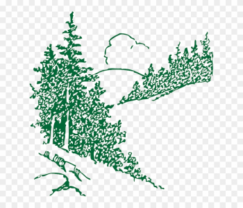 Free Cloud, Outline, Mountain, Plants, Tree, Landscape, - Free Christmas Clip Art