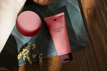 Free Cosmetic Tube with Candle Mockup Free Cosmetic Tube with Candle Mockup