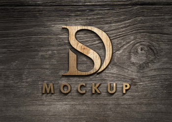 Free Dark Wooden 3D Logo Mockup - Graphicfolks