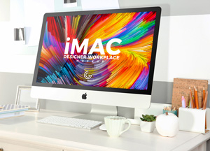 Free Designer Workplace With iMac Mockup 2018 designer workplace 