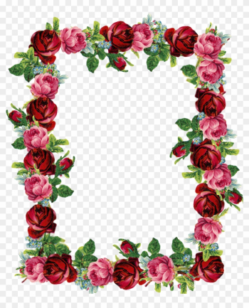 Free Digital Vintage Rose Frame And Border - Transparent Background Rose Border