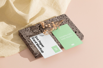 Free Double Business Card on Brick Mockups Free Double Business Card on Brick Mockups
