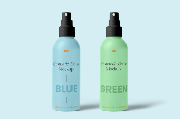 Free Double Cosmetic Spray Bottle Mockup