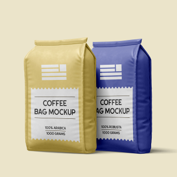 Free Double Foil Coffee Bag Mockup