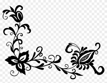 Free Download - Corner Design Flower Png Black