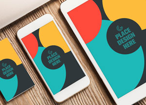 Free Elite Business Card, Smart Phone and Tablet Mock-up PSD place desion here place design here place design here 