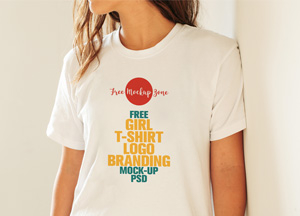 Free Flawless Girl T-Shirt Logo Branding Mock-up Psd free girl t-shirt logo branding mock-up psd 