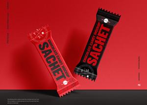 Free Floating Chocolate Candy Sachet Mockup
