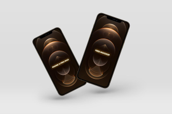 Free Floating iPhone 12 Pro Max Gold Mockup Free Floating iPhone 12 Pro Max Gold Mockup
