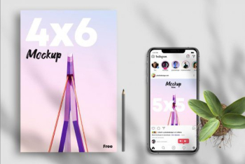 Free Flyer 4×6 w/ Instagram Post Mockup