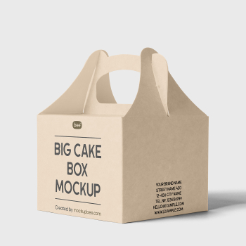 Free Food Box with Handle Mockup