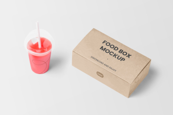 Free Food Box with Juice Mockup Free Food Box with Juice Mockup