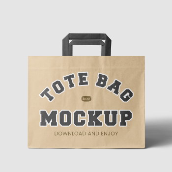 Free Front View Wide Paper Bag Mockup