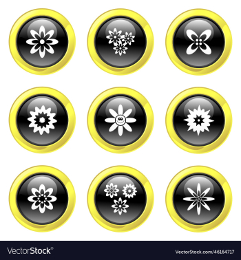 free glassy black and gold flower buttons