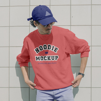 Free Hoodie on Standing Man Mockup