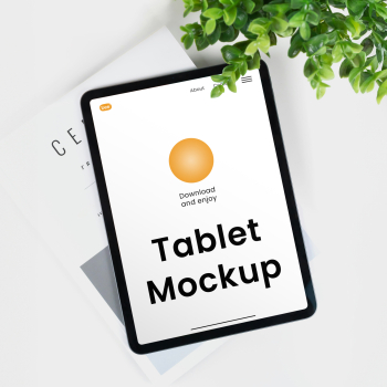 Free iPad Screen with Plant Mockup