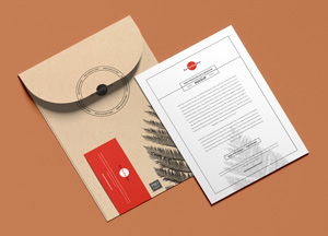 Free Kraft Envelope With Invitation Mockup 