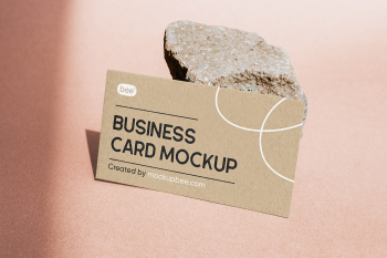 Free Leaning Business Card Mockup