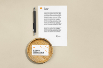 Free Letterhead with Business Card Mockup