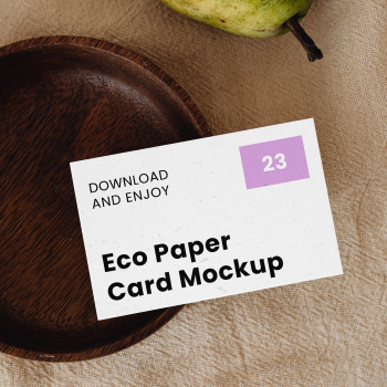 Free Lying Business Card with Pear Mockup Free Lying Business Card with Pear Mockup