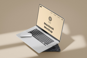 Free MacBook with Mouse Mockup Free MacBook with Mouse Mockup