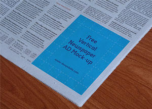 Free Newspaper Vertical Ad Mockup PSD free vertical newspaper ad mock-up ww.d m 