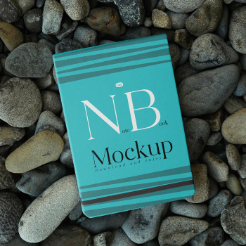 Free Notebook Cover on Stones Mockup