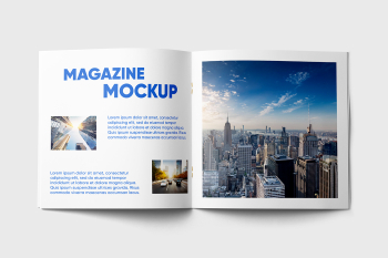 Free Open Square Magazine Mockup