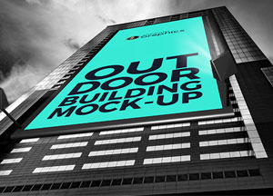 Free Outdoor Building Billboard Mock-up For Advertisement out poo r buildin mock- 