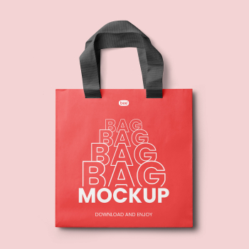 Free Paper Bag with Wide Handle Mockup