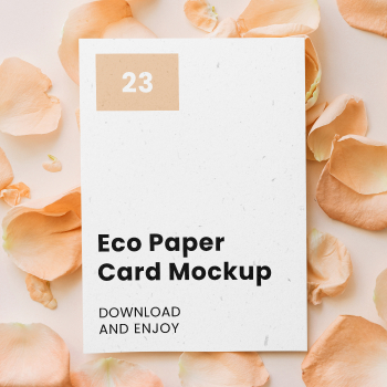 Free Paper Card with Flower Petal Mockup