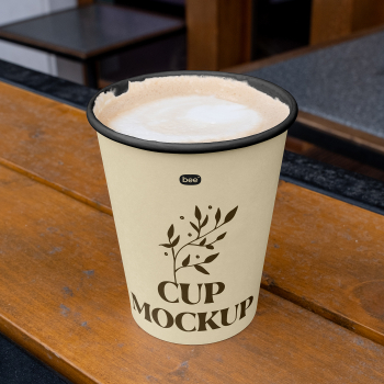 Free Paper Cup with Coffee Mockup