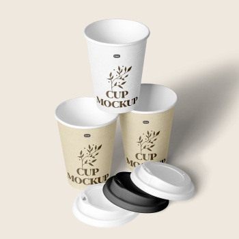 Free Perspective Paper Cup Stack Mockups Free Perspective Paper Cup Stack Mockups