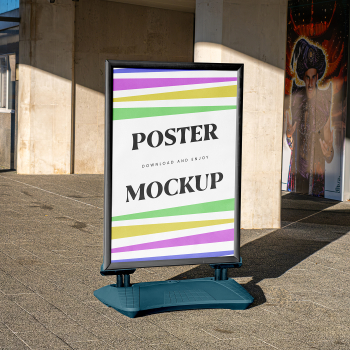 Free Perspective Poster Stand Mockup