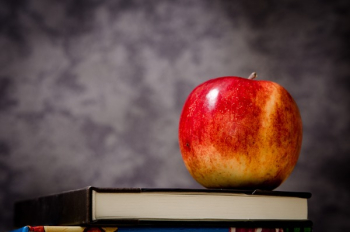 Free Photo of apple, textbook, book Free Photo of apple, textbook, book
