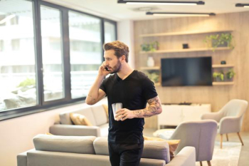 Free Photo of man, phone, drink Free Photo of man, phone, drink